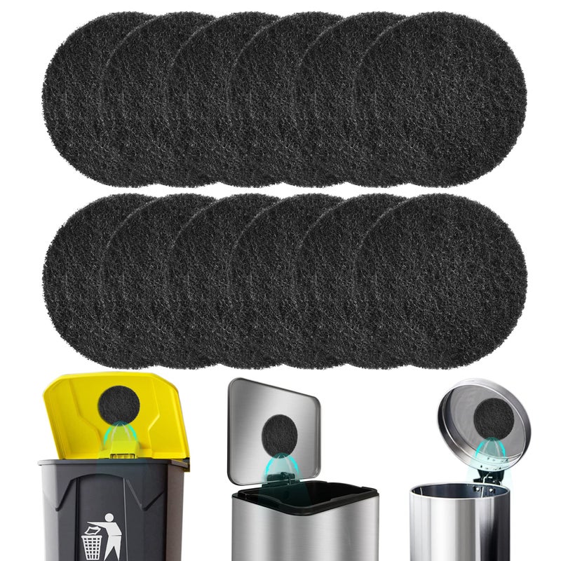 ShuRex 12-Pack Universal Stick-on Trash Can Odor Absorbing Filters  Thick Design Activated Charcoal Purifying Deodorizer for Trash Cans  Compost Buckets  Countertop and Recycle Bins (Round) - Image 1